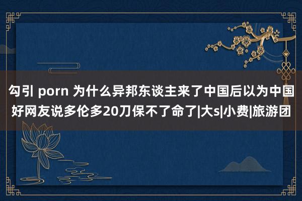 勾引 porn 为什么异邦东谈主来了中国后以为中国好网友说多伦多20刀保不了命了|大s|小费|旅游团