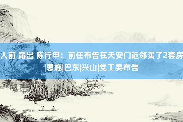 人前 露出 陈行甲：前任布告在天安门近邻买了2套房|恩施|巴东|兴山|党工委布告